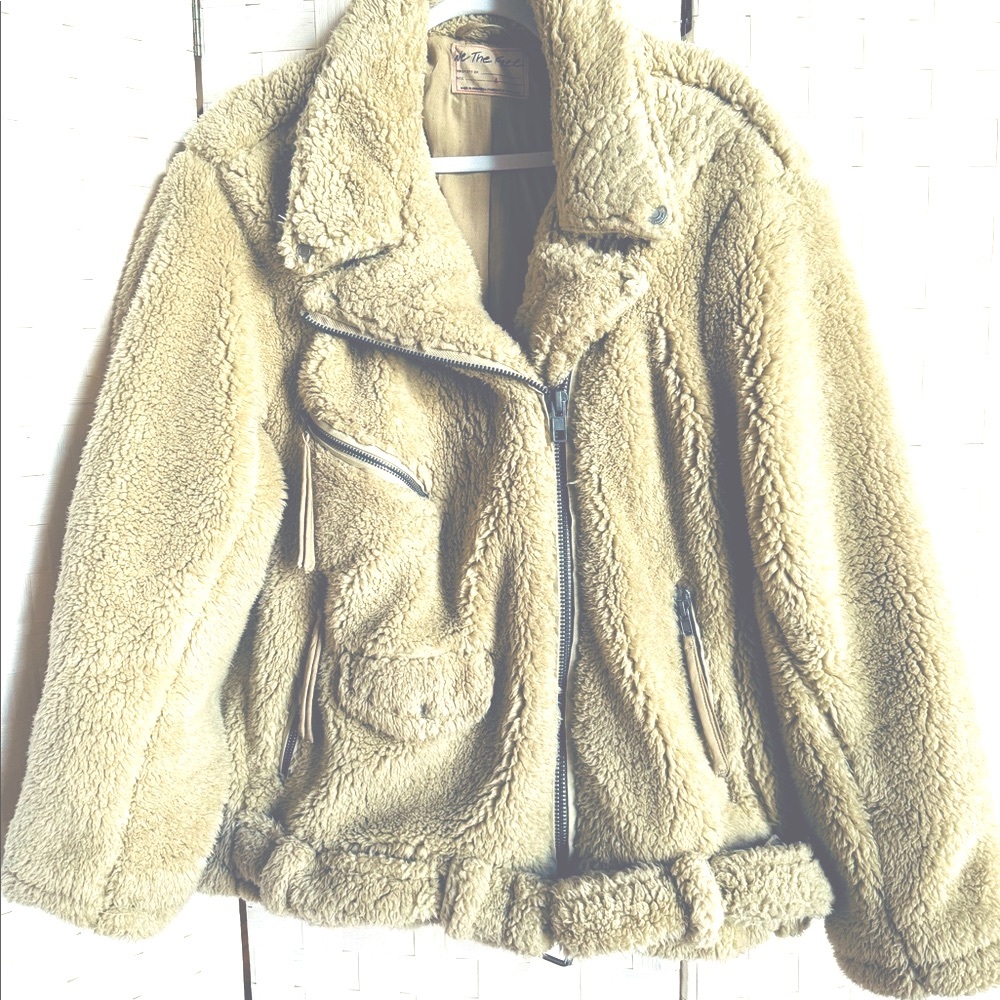 Free People So Cozy Slouchy Fleece Moto Jacket